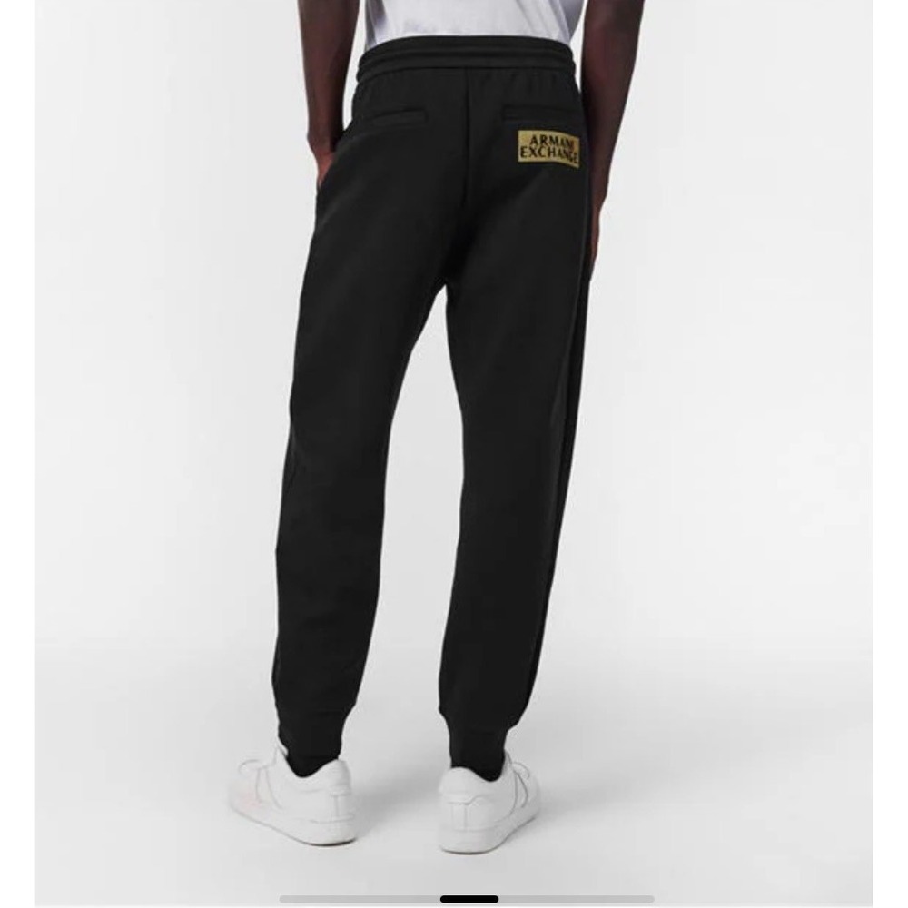 Armani Exchange Back Logo Sweatpants Joggers in Black Fleece Men Small NWOT $150